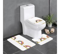 Lot de 3 tapis de sol antidérapants pour salle de bain - Tapis ovale et rectangulaire pour toilettes, coiffeuse et toilettes - Motif pont de papillons arc-en-ciel - 61 x 40,6 cm