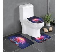 Lot de 3 tapis de sol antidérapants pour salle de bain - Tapis ovale et rectangulaire pour toilettes, coiffeuse et toilettes - Motif floral Bodhi - 61 x 40,6 cm
