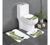 Lot de 3 tapis de sol antidérapants pour salle de bain - Tapis ovale et rectangulaire pour toilettes, coiffeuse et toilettes Motif fleurs sauvages à la campagne WHJSSF 61 x 40,6 cm