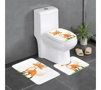 Lot de 3 tapis de sol antidérapants pour salle de bain - Tapis ovale et rectangulaire pour toilettes, meuble-lavabo et toilettes - Motif YYHWHJDE le renard qui illumine la forêt - 61 x 40,6 cm