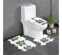 Lot de 3 tapis de sol antidérapants pour salle de bain - Tapis ovale et rectangulaire pour toilettes, meuble-lavabos et toilettes - Motif cactus sauvage, WHJSHOP - 61 x 40,6 cm