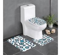 Lot de 3 tapis de sol antidérapants pour salle de bain - Tapis ovale et rectangulaire pour toilettes, meuble-lavabo et toilettes - Motif WHJSHOP l'œil du mal - 61 x 40,6 cm