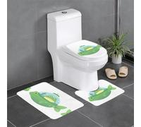 Lot de 3 tapis de sol antidérapants pour salle de bain - Tapis ovale et rectangulaire pour toilettes, meuble-lavabo et toilettes WHJSSF Little Frog in The Submarin, 61 x 40,6 cm