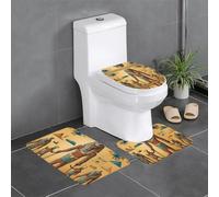 Lot de 3 tapis de sol antidérapants WHJSHOP Ancient Egypt Tribe Series - Tapis de sol de toilette en forme de U - fermement fixé, absorbant et durable, épais et confortable