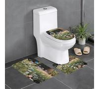 Lot de 3 tapis de sol antidérapants WHJSHOP Bubbles in The Garden - Tapis de sol de toilette en forme de U - fermement fixé - Absorbant et durable - Épais et confortable