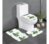 Lot de 3 tapis de sol antidérapants WHJSHOP dessin animé petit serpent vert en forme de U tapis de sol de toilette fermement attaché, absorbant et durable, épais et confortable