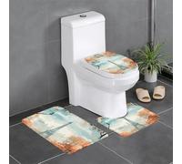 Lot de 3 tapis de sol antidérapants WHJSHOP Paris Street Tour Eiffel en forme de U Tapis de sol de toilette fermement fixé, absorbant et durable, épais et confortable