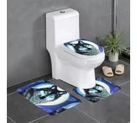 Lot de 3 tapis de sol antidérapants WHJSHOP Wolf Under Moon en forme de U, fermement fixés, absorbants et durables, épais et confortables