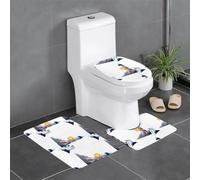 Lot de 3 tapis de sol antidérapants YYHHAOFA Astronaute Next to to Exploding Rocket Shape U Tapis de sol de toilette fermement fixé, absorbant et durable, épais et confortable