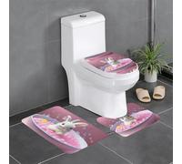 Lot de 3 tapis de sol antidérapants YYHHAOFA Bubble Cream motif lapin en forme de U tapis de sol pour toilettes, fermement fixé, absorbant et durable, épais et confortable