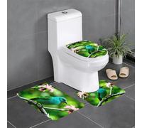 Lot de 3 tapis de sol antidérapants YYHHAOFA Kingfisher debout sur une branche, tapis de sol de toilette en forme de U, fermement fixé, absorbant et durable, épais et confortable