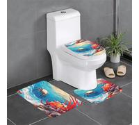 Lot de 3 tapis de sol antidérapants YYHHAOFA Little Crab Inside en forme de U, tapis de sol de toilette en forme de U, fermement fixé, absorbant et durable, épais et confortable