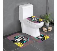 Lot de 3 tapis de sol antidérapants YYHHAOFA Monkey Listening to Music - Tapis de sol en forme de U - Serré - Absorbant et durable - Épais et confortable