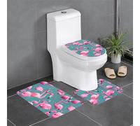 Lot de 3 tapis de sol antidérapants YYHWHJDE A Flocage de flamants roses Tapis de sol WC en forme de U fermement fixé, absorbant et durable, épais et confortable