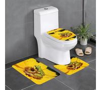 Lot de 3 tapis de sol antidérapants YYHWHJDE Frog in the Pistil Imprimés en forme de U Tapis de sol de toilette fermement fixé, absorbant et durable, épais et confortable