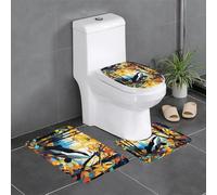 Lot de 3 tapis de sol antidérapants YYHWHJDE Killer Whale in the Woods - Tapis de sol de toilette en forme de U fermement fixé, absorbant et durable, épais et confortable