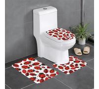 Lot de 3 tapis de sol antidérapants YYHWHJDE Ladybugs imprimés infinis mouchetés Tapis de sol de toilette en forme de U, fermement fixé, absorbant et durable, épais et confortable