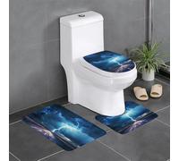 Lot de 3 tapis de sol antidérapants YYHWHJDE Lightning in a Flash Prints Tapis de sol de toilette en forme de U, fermement fixé, absorbant et durable, épais et confortable