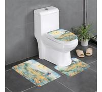 Lot de 3 tapis de sol antidérapants YYHWHJDE Moulin à vent dans la mer de fleurs Tapis de sol WC en forme de U fermement fixé, absorbant et durable, épais et confortable