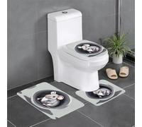 Lot de 3 tapis de sol antidérapants YYHWHJDE Mouse dans le trou, tapis de sol de toilette en forme de U, fermement fixé, absorbant et durable, épais et confortable