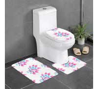 Lot de 3 tapis de sol antidérapants YYHWHJDE roses avec motif pierres précieuses bleues, tapis de sol de toilette en forme de U, fermement fixé, absorbant et durable, épais et confortable