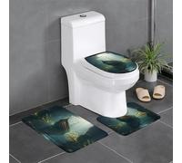 Lot de 3 tapis de sol antidérapants YYHWHJDE Shipwreck at The Bottom of The Lake Imprimés Tapis de sol de toilette en forme de U, fermement fixé, absorbant et durable, épais et confortable
