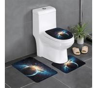 Lot de 3 tapis de sol antidérapants YYHWHJDE Space Planet Earth imprimés en forme de U - Tapis de sol de toilette fermement fixé, absorbant et durable, épais et confortable