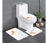 Lot de 3 tapis de sol antidérapants YYHWHJDE The Goldfish That Spits Bubbles - Tapis de sol de toilette en forme de U fermement fixé, absorbant et durable, épais et confortable