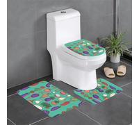 Lot de 3 tapis de sol antidérapants YYHWHJDE Vegetal Illustration Series Imprimés Tapis de sol de toilette en forme de U, fermement fixé, absorbant et durable, épais et confortable