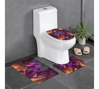 Lot de 3 tapis de sol antidérapants YYHWHJDE violets, motif dragon inferno, tapis de sol de toilette en forme de U, fermement fixé, absorbant et durable, épais et confortable