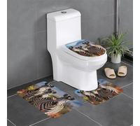 Lot de 3 tapis de sol antidérapants YYHWHJDE Zèbres sur Afrique du Sud Tapis de sol de toilette en forme de U, fermement fixé, absorbant et durable, épais et confortable