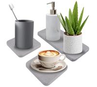 Lot de 3 Tapis Diatomite Cuisine, Plateau Terre de Diatomée, Plateaux en Pierre Absorbant l'eau, Dessous de Verre Absorbants en Terre de Diatomées pour Savon, Gobelets, Bouteilles, Plantes