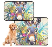Lot de 3 tapis d'urine antidérapants pour chien et chat - 50,8 x 61 cm - Motif âne coloré - Art floral