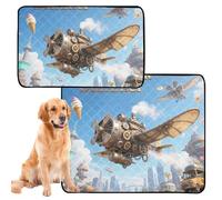 Lot de 3 tapis d'urine lavables pour chien - Tapis antidérapant pour cage d'avion - 50,8 x 61 cm - Steampunk Summer