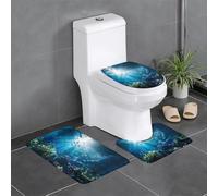 Lot de 3 tapis en peluche pour chambre à coucher, cuisine, baignoire, décoration d'intérieur, tapis de protection de salle de bain motif monde sous-marin, tapis absorbant pour l'extérieur