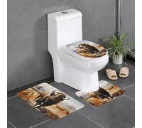 Lot de 3 tapis en peluche pour chambre à coucher, cuisine, baignoire, décoration d'intérieur, tapis de protection pour la salle de bain, motif troupeau de bison d'Amérique du Nord