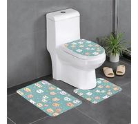Lot de 3 tapis en peluche pour chambre à coucher, cuisine, baignoire, décoration d'intérieur, tapis de protection de salle de bain, motif renard mignon, tapis absorbant pour l'extérieur