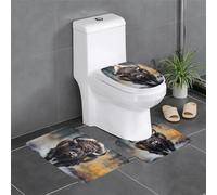 Lot de 3 tapis en peluche pour chambre à coucher, cuisine, baignoire, décoration d'intérieur, tapis de protection de salle de bain bison d'Amérique du Nord, tapis absorbant pour l'extérieur