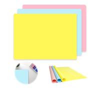 Lot de 3 tapis en silicone 40 x 30 cm - Réversible - Tapis de bricolage pour enfants - Pour peinture d'enfants, tapis de table, tapis de cuisine (rose + bleu + jaune)