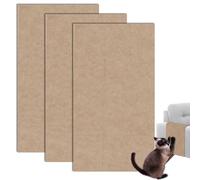 Lot de 3 tapis griffoirs autocollants pour chats - 100 x 30 cm - Tapis griffoir mural pour portes de meubles de canapé - Kaki