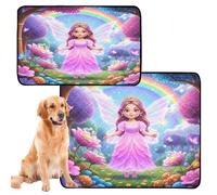 Lot de 3 tapis hygiéniques réutilisables et antidérapants pour cage d'avion 50,8 x 61 cm, imprimé safari fée princesse