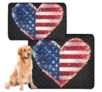 Lot de 3 tapis pipi antidérapants pour chien et chat - 50,8 x 61 cm - Jour de l'indépendance - Cœur