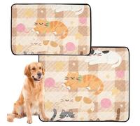 Lot de 3 tapis pipi antidérapants pour chien et chat - 50,8 x 61 cm - Motif chatons mignons de dessin animé marron