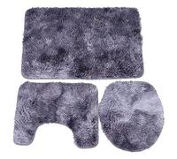 Lot de 3 tapis pour salle de bains et WC WC Tapis Shag Tapis de toilette antidérapant Tapis de toilette Couvercle de toilette lavable Mat(violet)