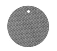 Lot de 3 tapis ronds en forme nid d'abeille antidérapants, dessous plat silicone résistant à la chaleur for accessoires cuisine, coussin isolant for vaisselle pour Friteuse(Grey,14.5cm)