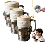 Lot de 3 tasses à bougie d'allumage, tasse à café améliorée avec poignée et cuillère isolées thermiquement, tasse à café unique sur le thème de la voiture, cadeau pour homme, mari, père et collègues