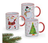 Lot de 3 tasses à café en céramique Motif Noël coloré 10 cm/300 ml