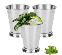 Lot de 3 tasses à cocktail Mint Julep, en acier inoxydable, mélangées pour boissons, bar, bière, doseur cocktail, verre doseur cocktail, 382,7 g/400 ml, 11.3x9.4cm / 4.4x3.7in