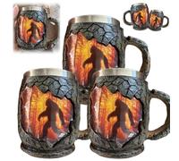 Lot de 3 tasses à feu de forêt, relief 3D + silhouette de forêt, tasses à café vintage en plein air, adaptées pour le camping en plein air, les amoureux de la nature, tasses à café fantaisie pour amis
