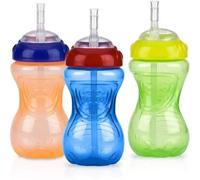 Nuby Tasse anti-fuite avec paille flexible 300 ml – 3 pack – 12+ mois